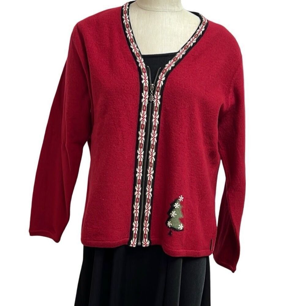 Woolrich Ruby Red Cardigan Sweater Zipper 100% Wool Size XL  New